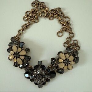 J. Crew Black and Cream Floral Necklace